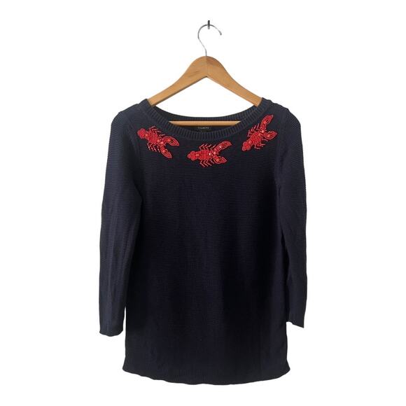 Talbots beaded lobster navy sweater size S - Picture 1 of 6